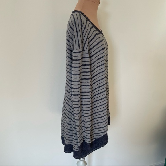 Wilt Big Slant Sweatshirt Grey 591072 Striped Long Sleeve Hi Low High Sweater XS - Picture 4 of 12